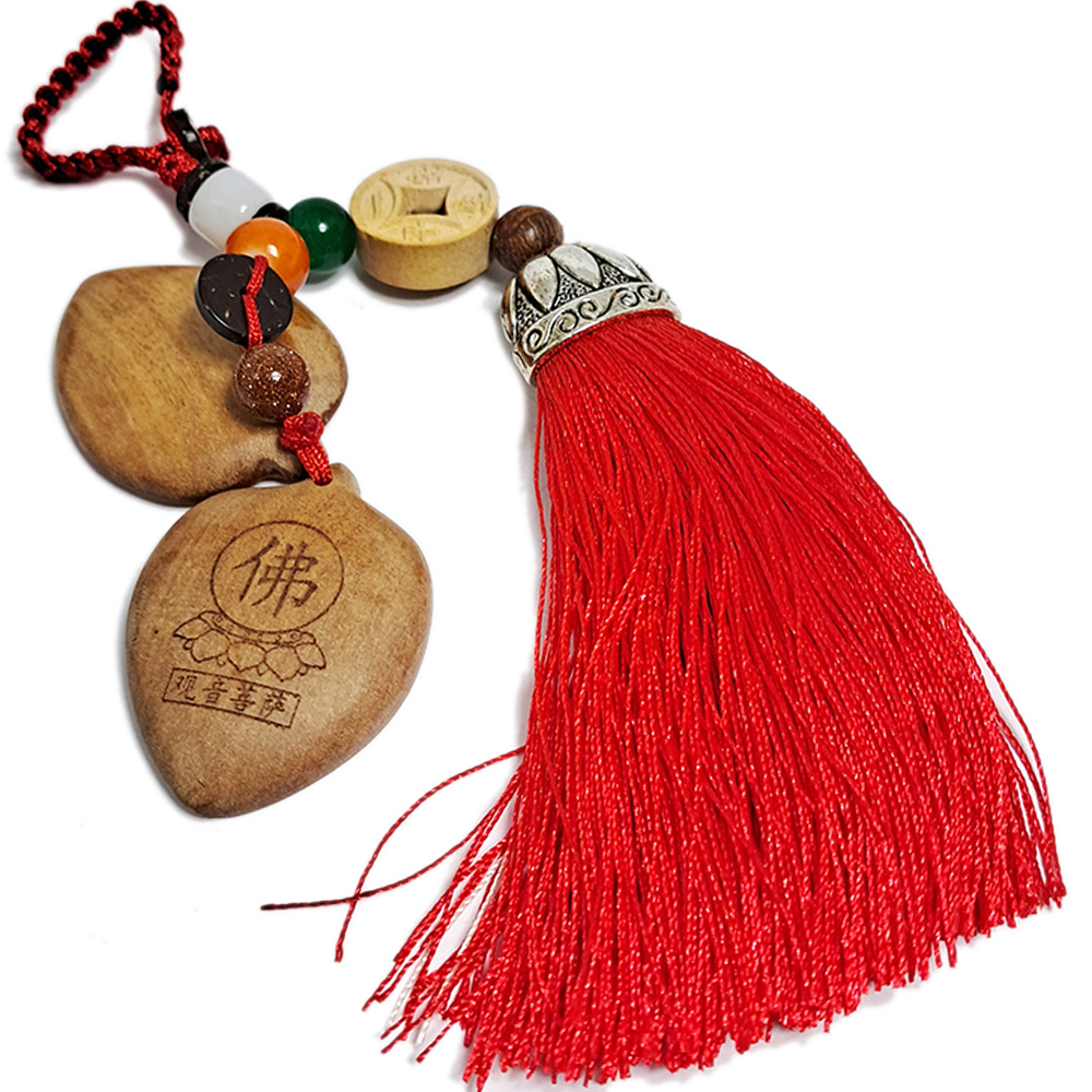 觀音菩薩(檀香木雕)肖鼠守護神掛飾 1個【十方】144824