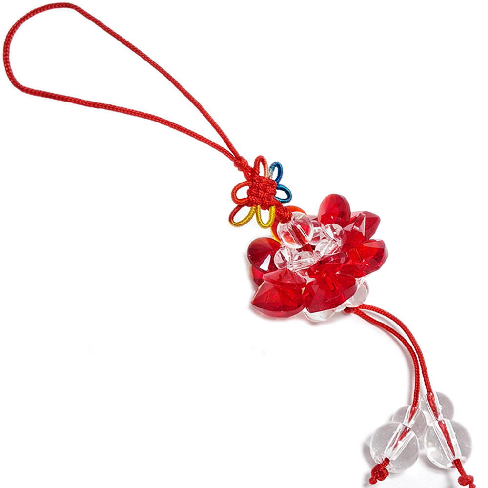 水晶紅蓮花球掛飾(直徑3公分)【十方】145464