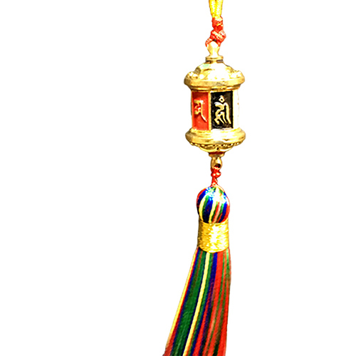 六字真言轉經輪(五色琺瑯)掛飾19公分【十方】146222