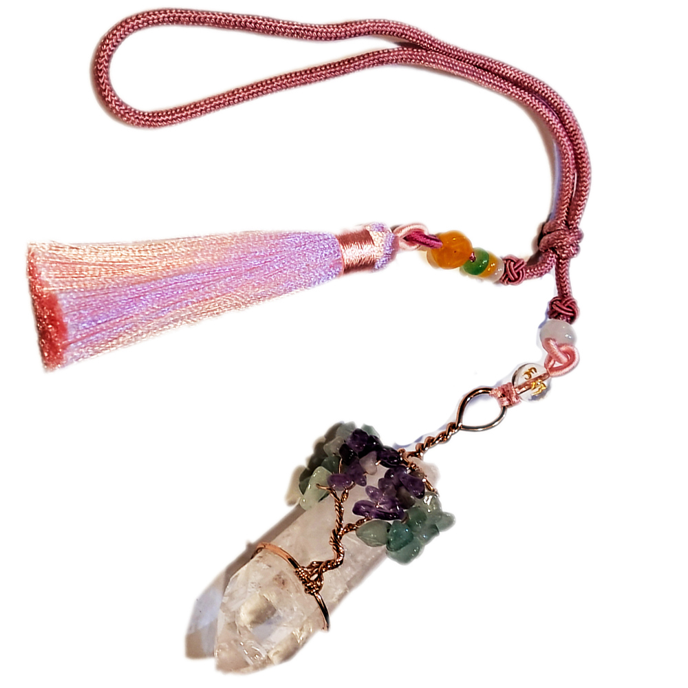 水晶原礦鑲東菱玉 & 紫水晶墜飾【十方】148556