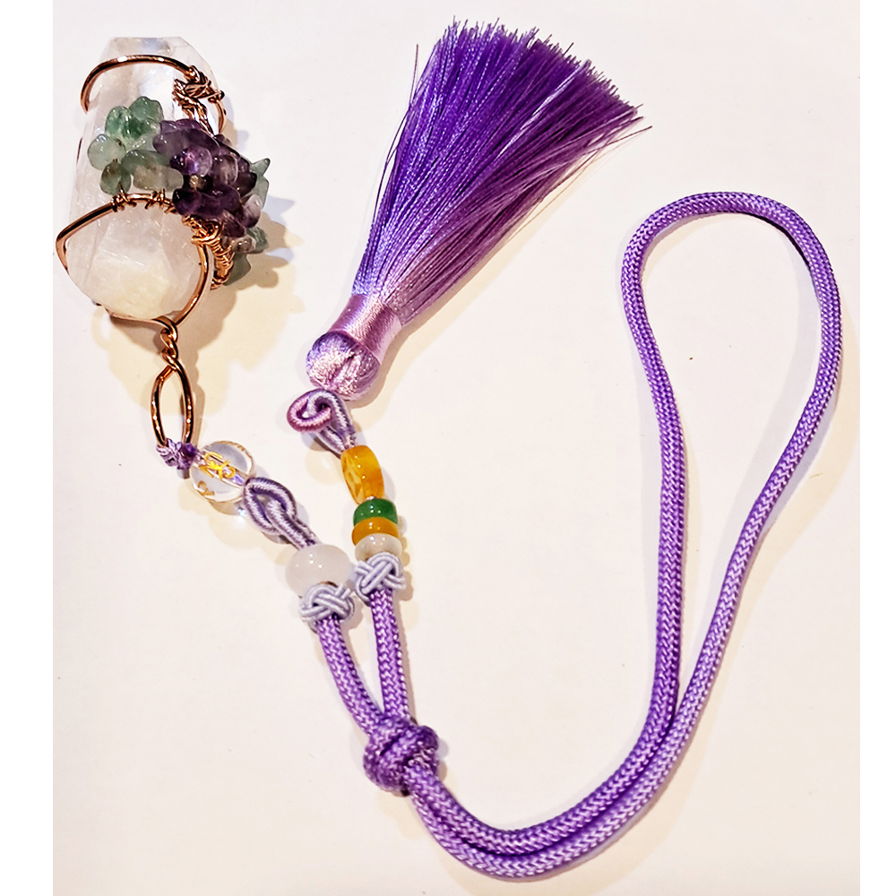 水晶原礦鑲東菱玉&紫水晶掛飾【十方】148557