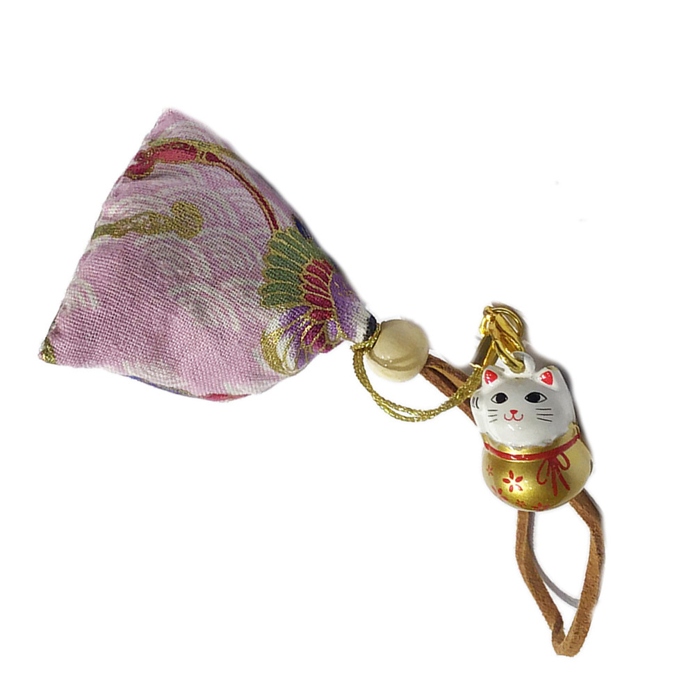 艾草 粉花布粽香包+招財貓鈴鐺掛飾【十方】149874