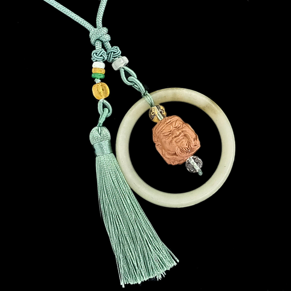 關聖帝君{桃木}&玉環中國結掛飾【十方】151676