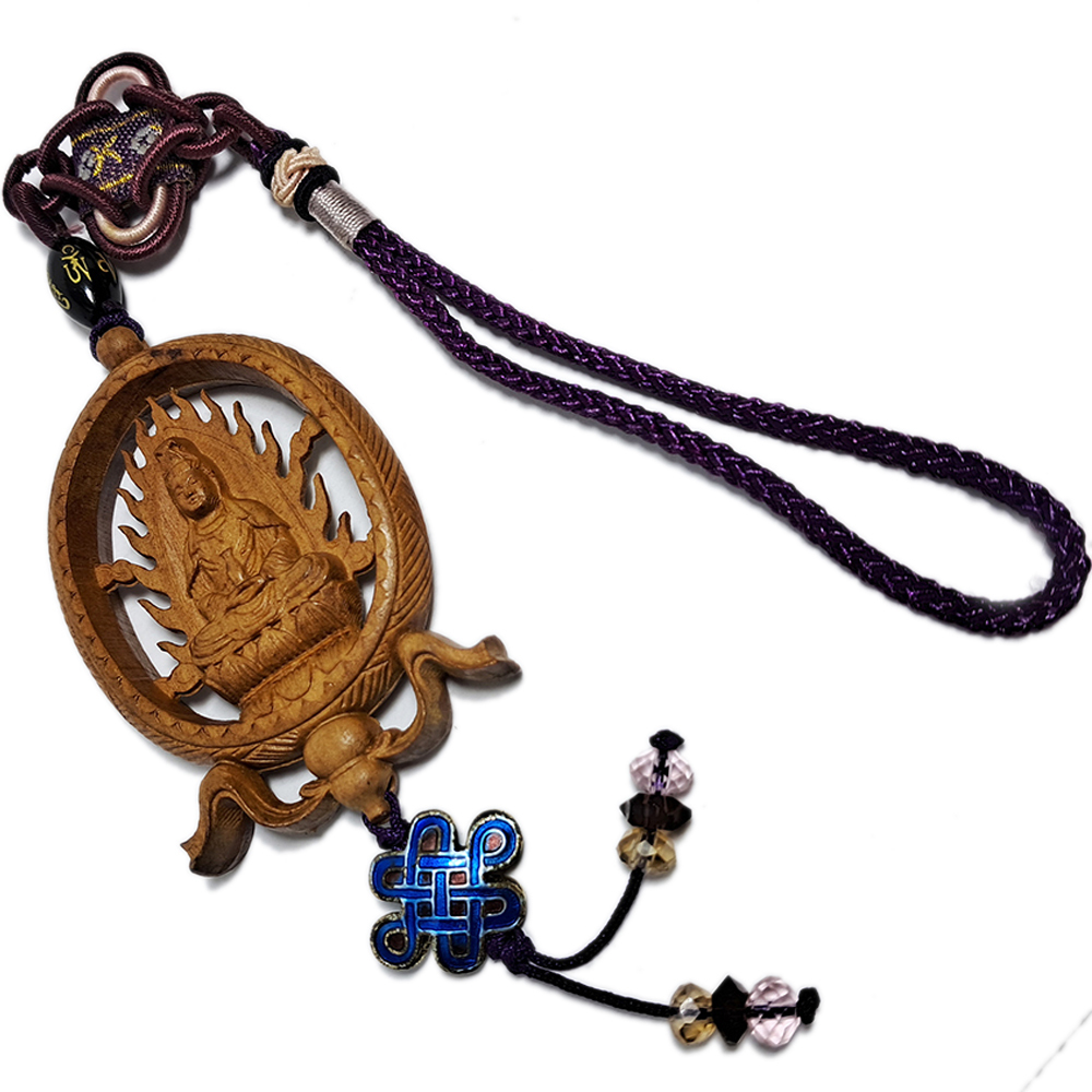 觀音菩薩{檀香}雙面雕掛飾【十方】151979