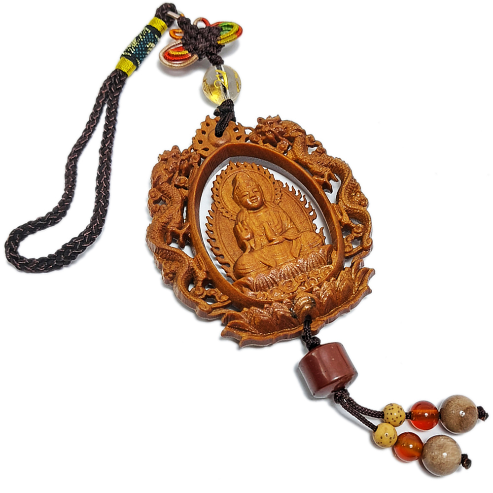 佛&觀音{檀香}雙龍木雕掛飾【十方】151985