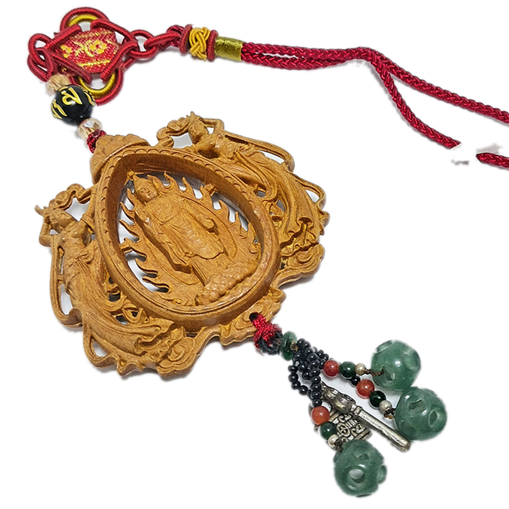 彌勒佛&觀音{檀香}飛天木雕掛飾【十方】151991