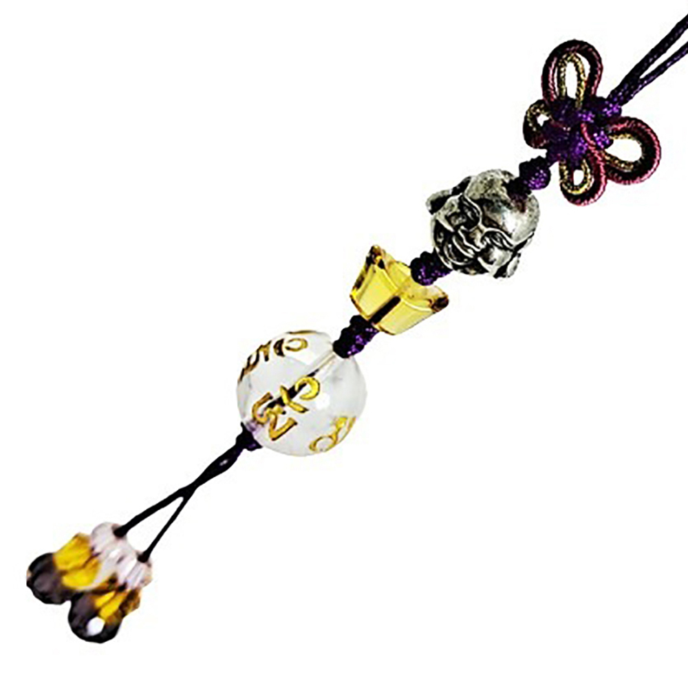 彌勒佛{藏銀}六字真言{水晶} 掛飾【十方】152515