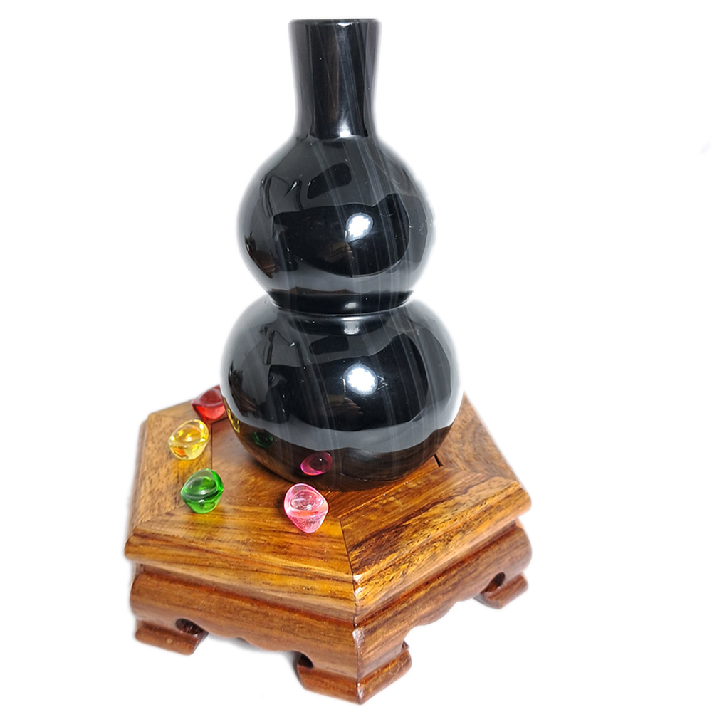 黑曜岩葫蘆{有眼}高11公分含座【十方】152408