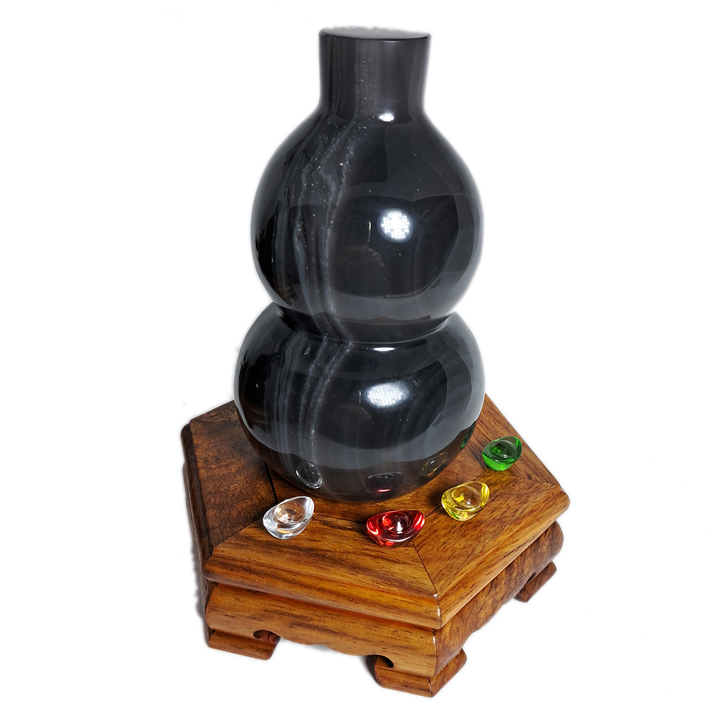 黑曜岩葫蘆{有眼}高11公分含座【十方】152407