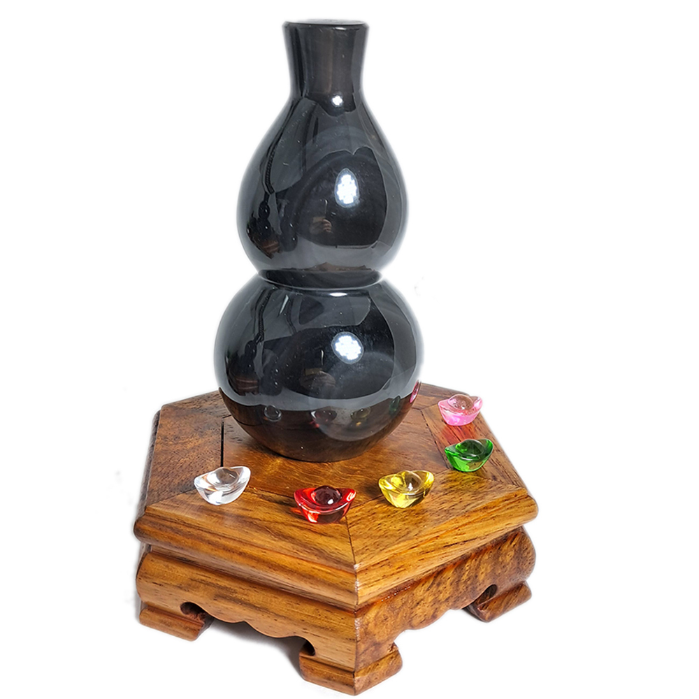 黑曜岩葫蘆{有眼}高11公分含座【十方】152409