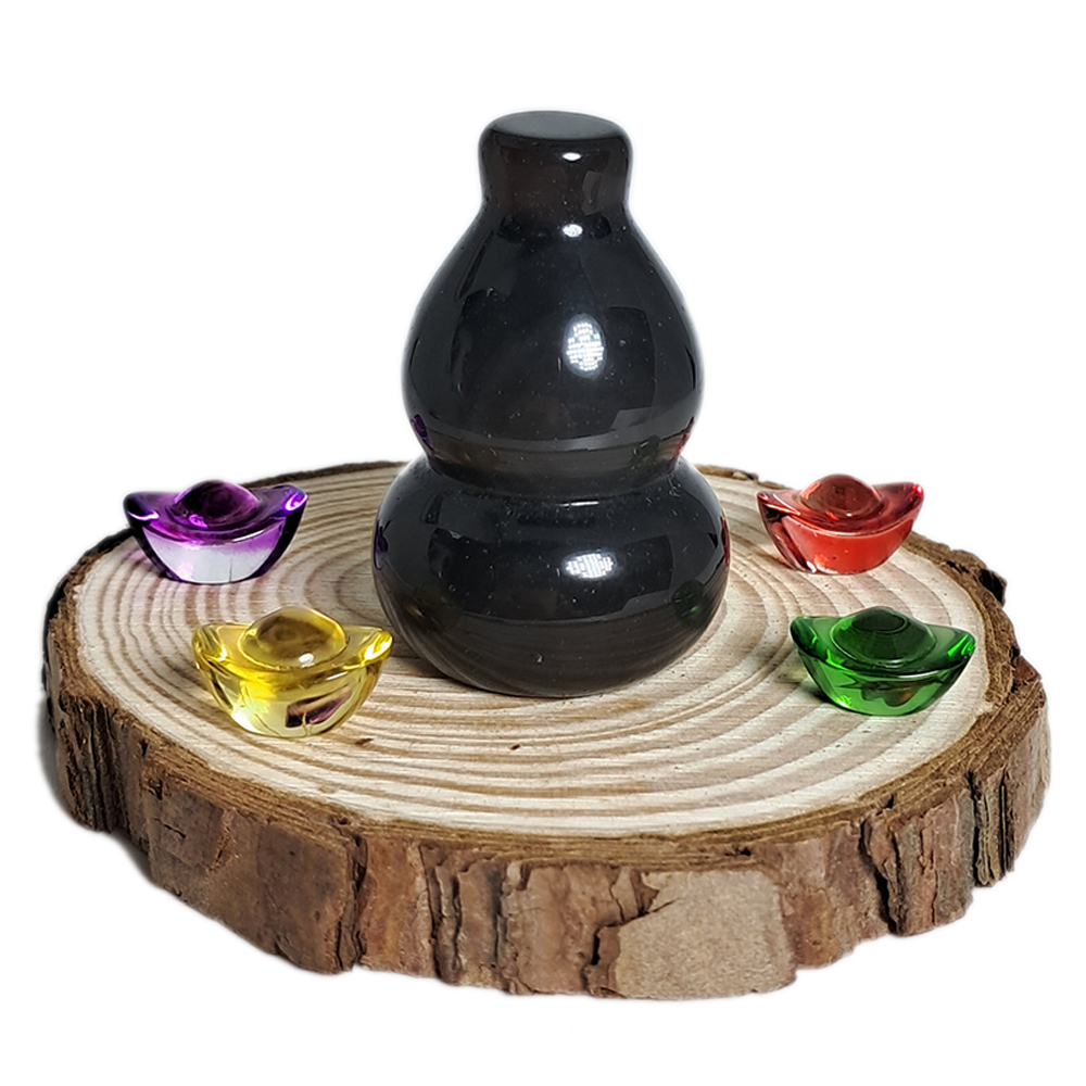 葫蘆4.2公分{彩虹眼黑曜岩}開運寶瓶【十方】152353