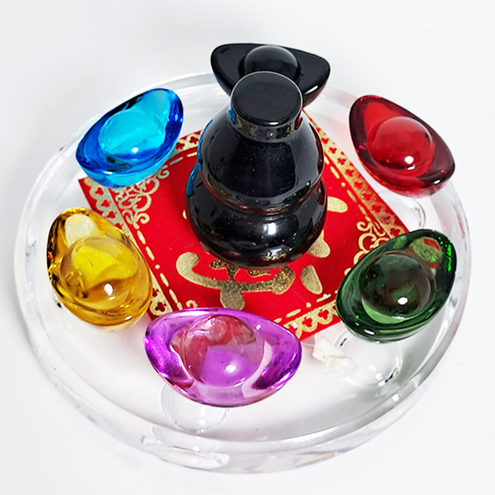 葫蘆{黑曜岩}5.1公分元寶{琉璃}七星陣【十方】152392