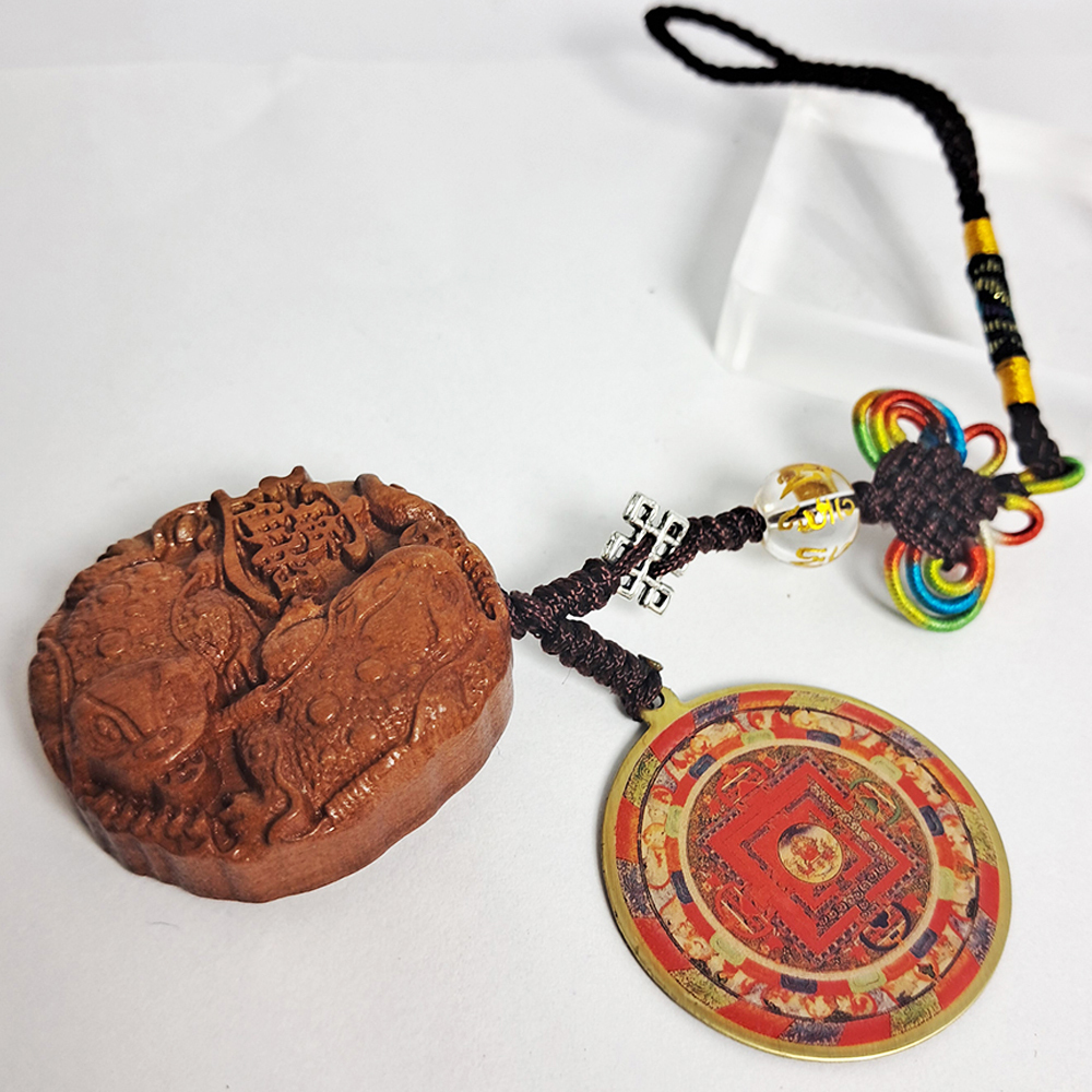 蓮花生大士&招財蟾蜍{桃木}法寶掛飾【十方】152528