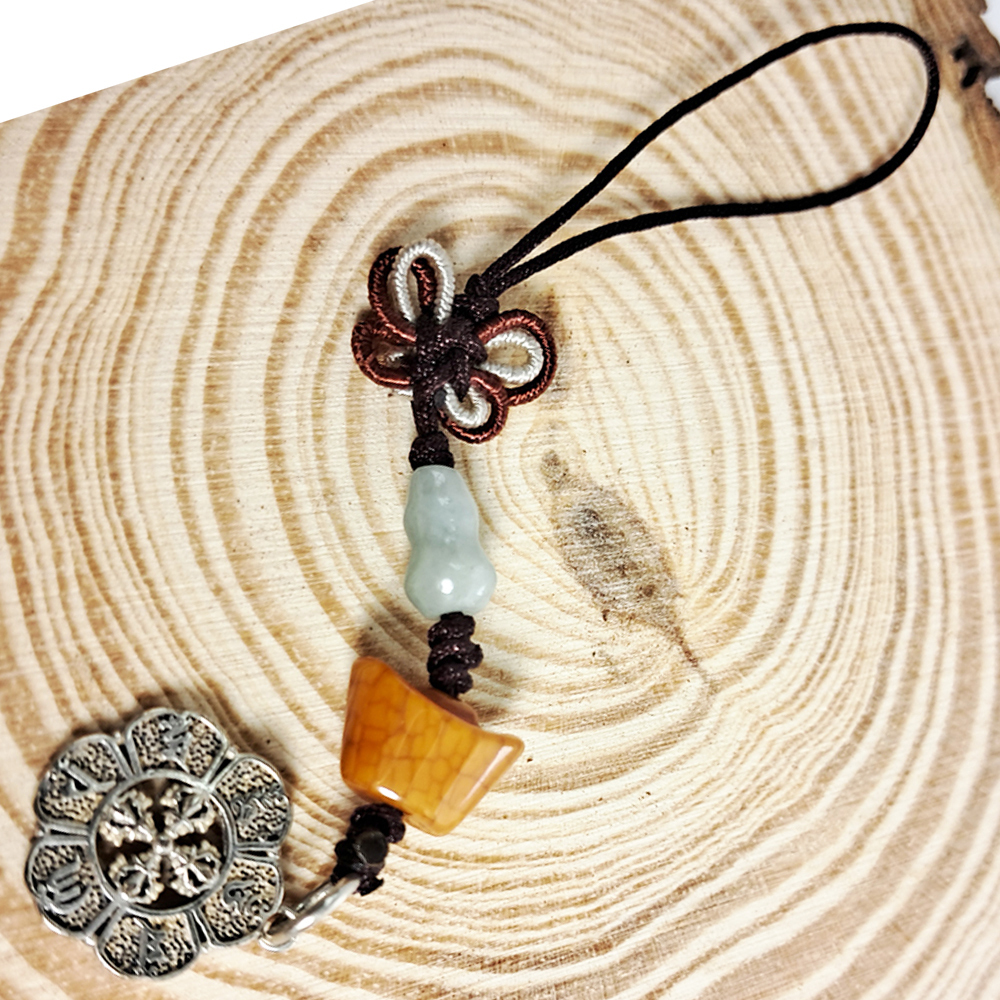 六字真言十字杵{純銀}&元寶{火供珠}法寶掛飾【十方】152546