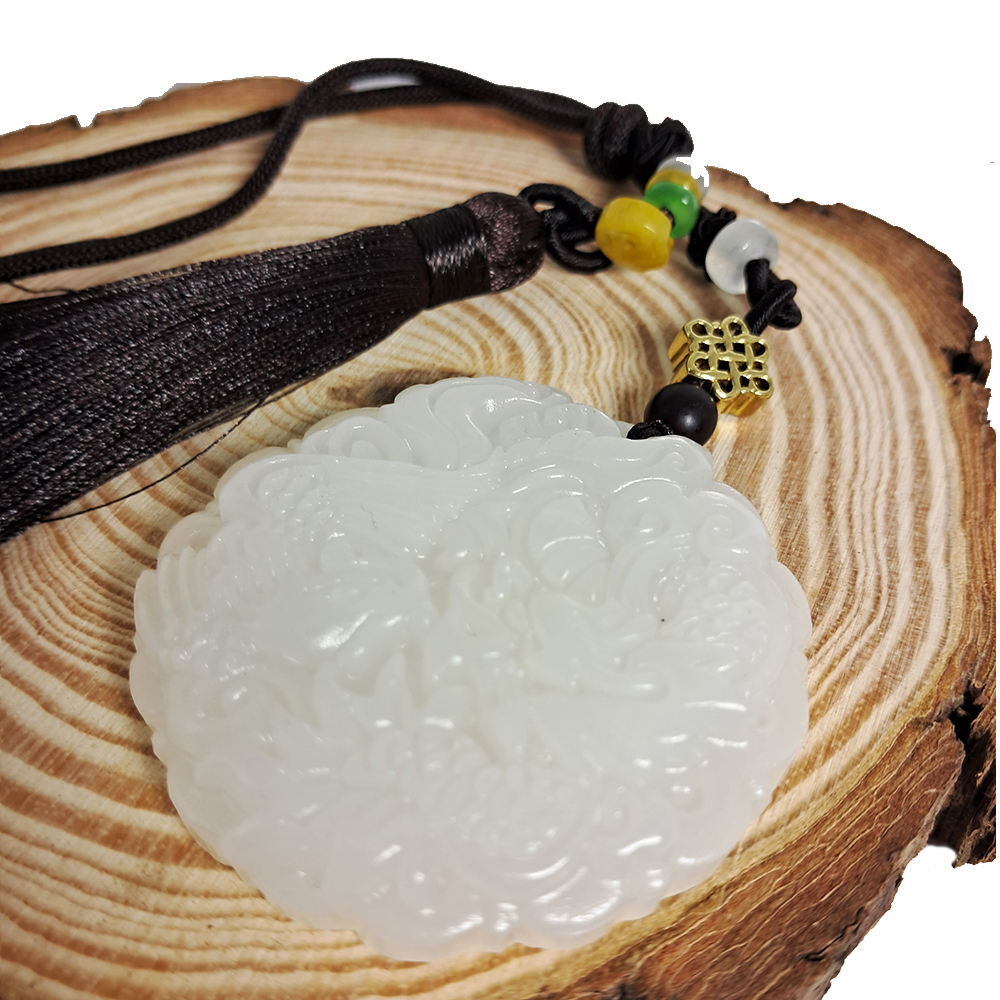 龍鳳{白玉}吉祥掛飾【十方】152543