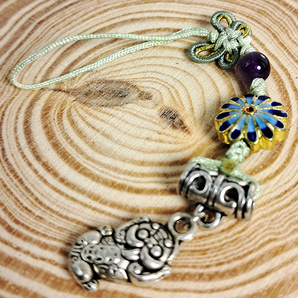 貔貅{藏銀}&富貴花{琺瑯}法寶掛飾【十方】152573