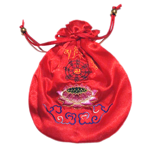 高級法輪常轉念珠袋{紅}【十方】114544