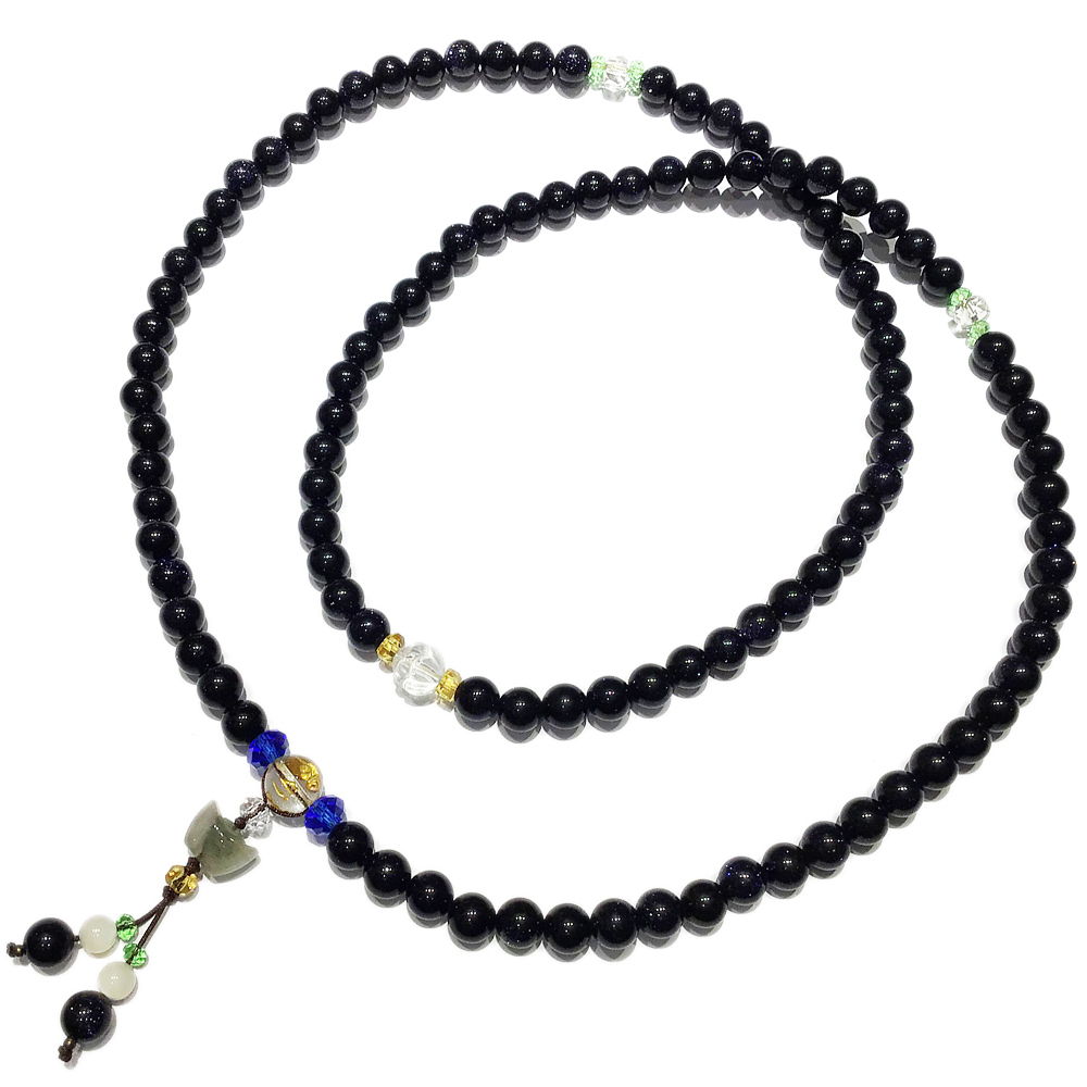 元寶{綠晶}&藍砂石108念珠8mm【十方】122336