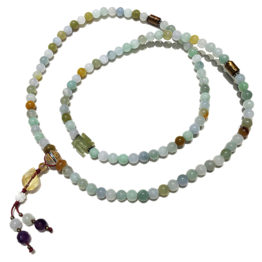 黃晶&三彩玉108念珠6mm【十方】121211