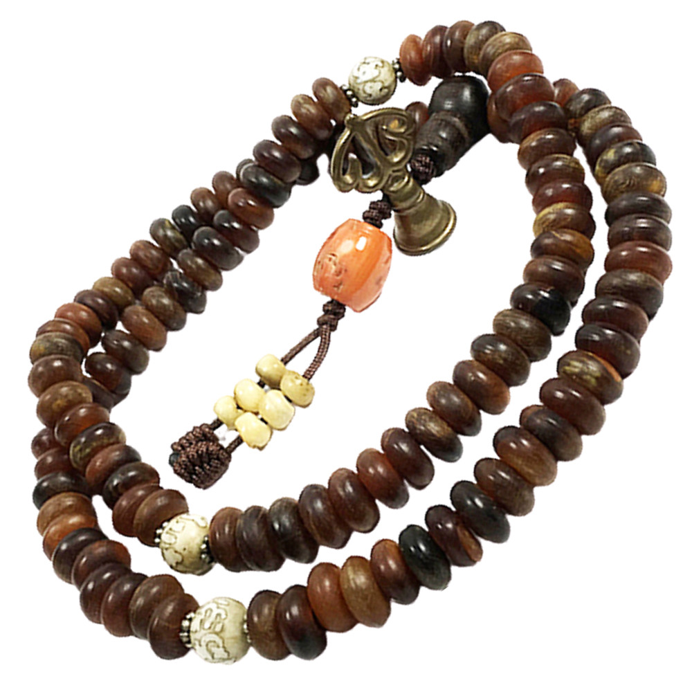 六字真言{老硨磲}&羚羊角珠108念珠10*5mm【十方】122325