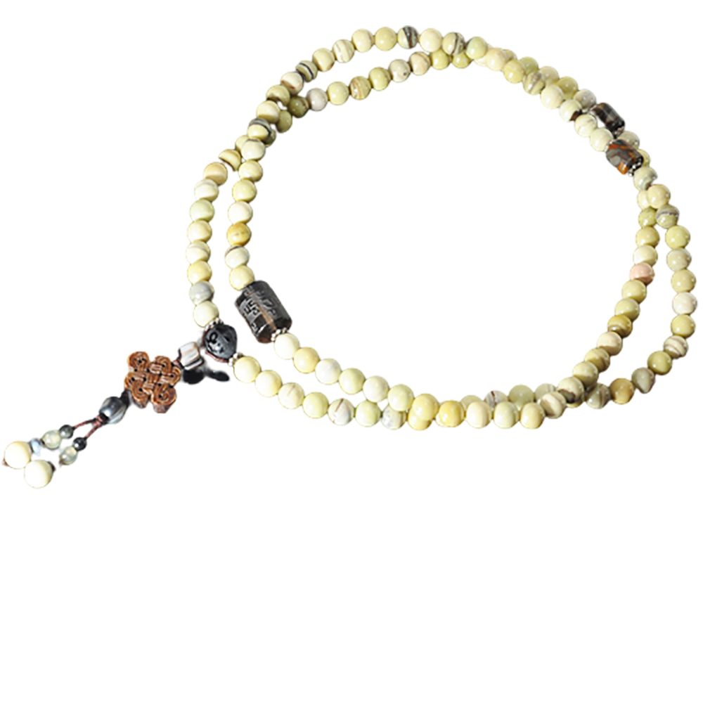 六字真言{茶晶}&牛油玉108念珠8mm【十方】123425