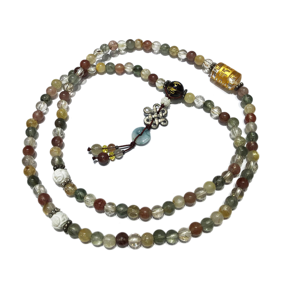 吉祥結&五行髮晶108念珠6mm【十方】123765