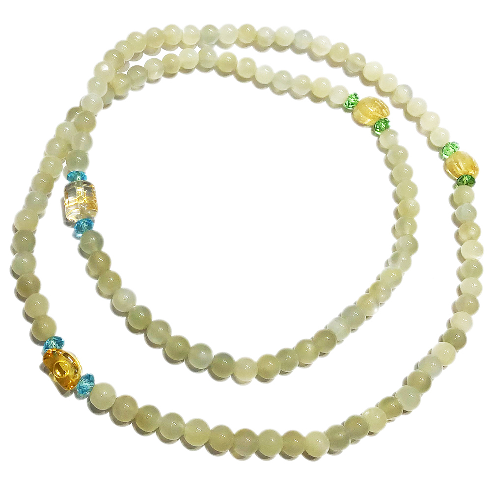 六字真言{水晶}&月光石108念珠8mm【十方】123246