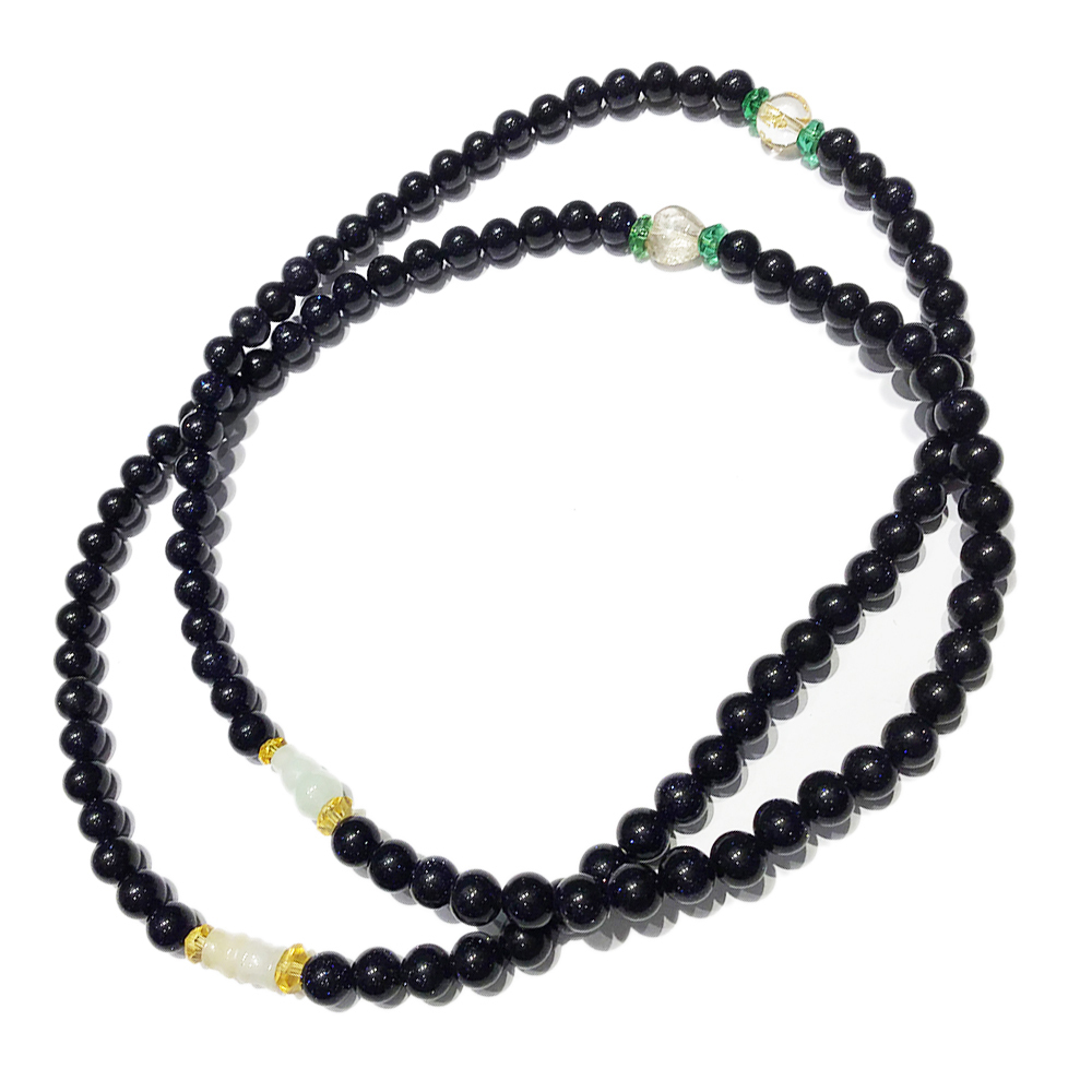 六字真言{水晶}&藍砂石108念珠6mm【十方】122997