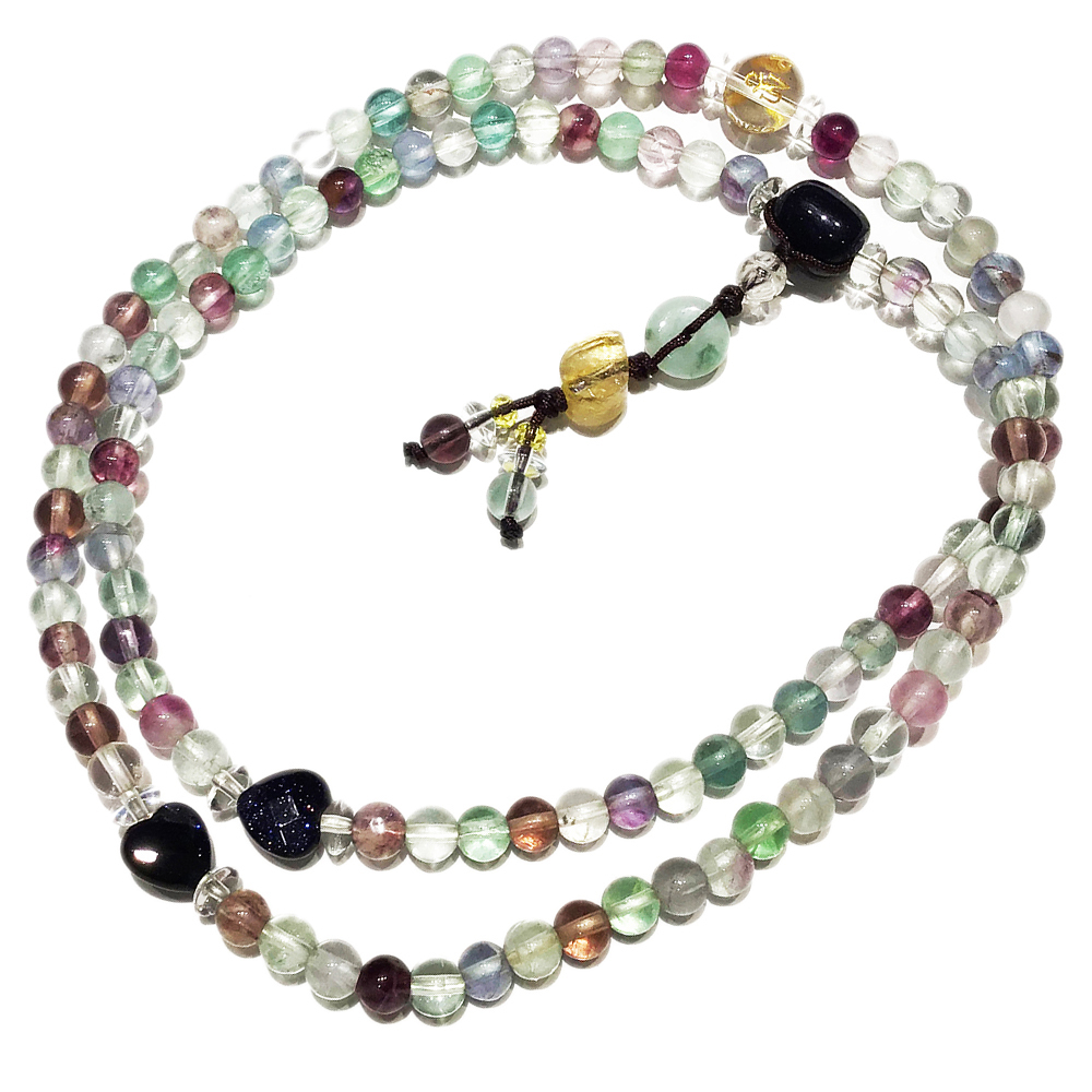 六字真言{硨磲}&彩虹螢石108念珠6mm【十方】124016