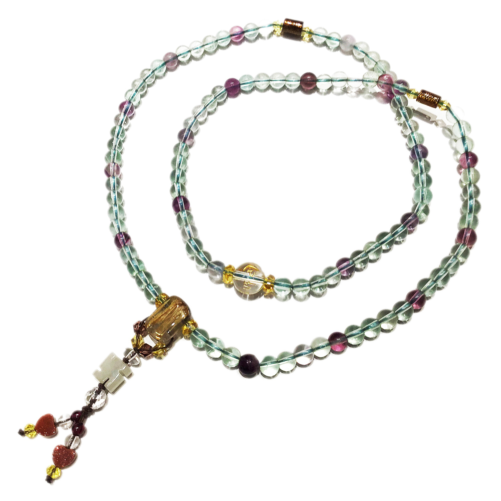 鈦晶&七彩瑩石108念珠6mm【十方】124120