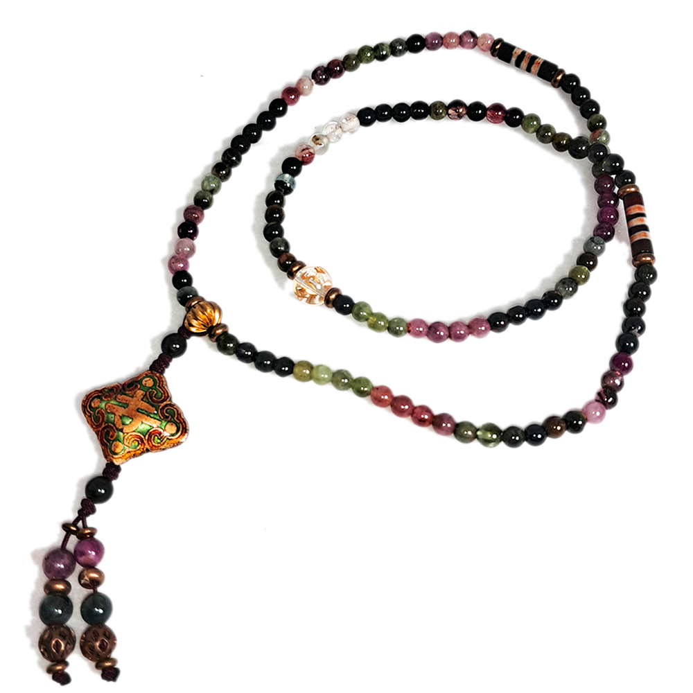 天珠{線珠}&糖果碧璽108念珠4mm【十方】127262