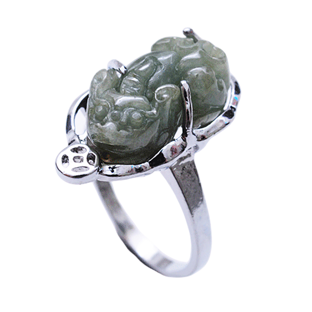 玉貔貅鋼戒(內圍17.5mm)【十方】126185