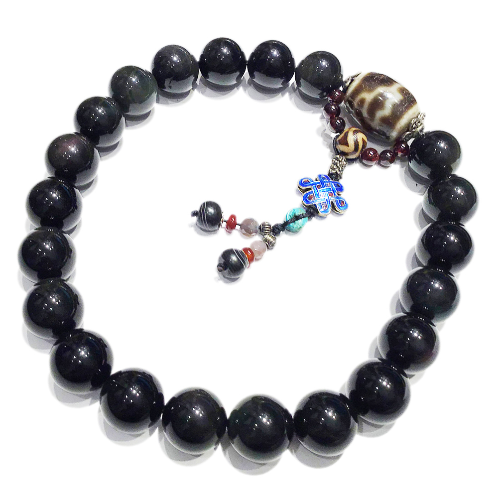 蓮花天珠&黑曜岩提珠18mm【十方】126844