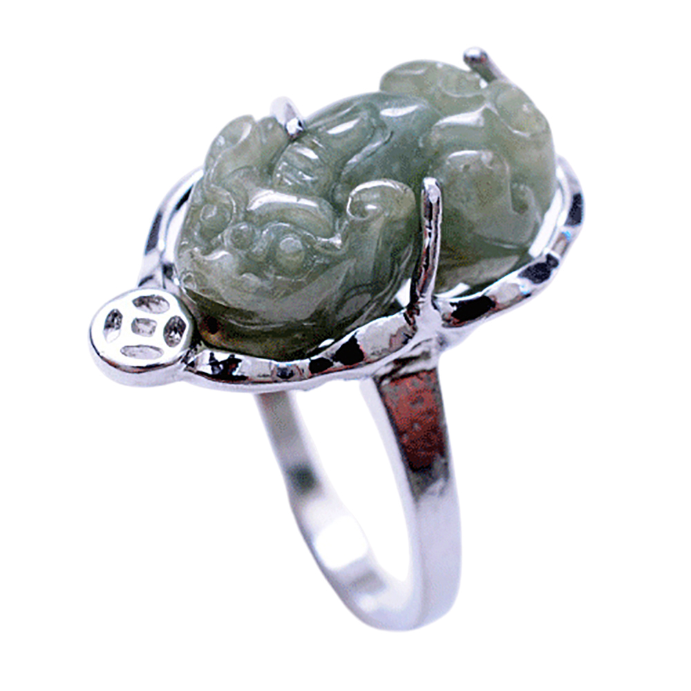 玉貔貅鋼戒(內圍16mm)【十方】126187