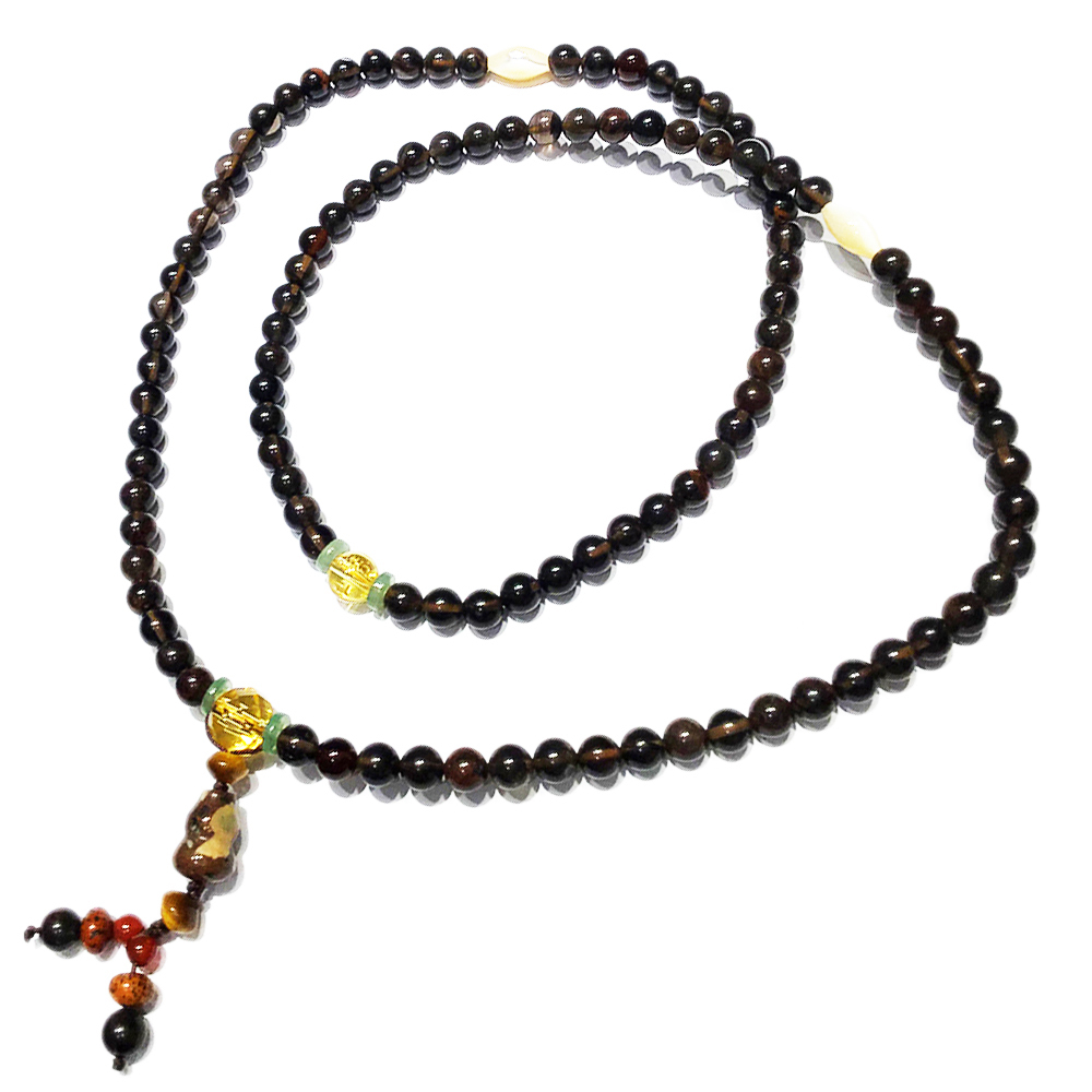 六字真言{黃晶}&黑碧玉108念珠6mm【十方】127271