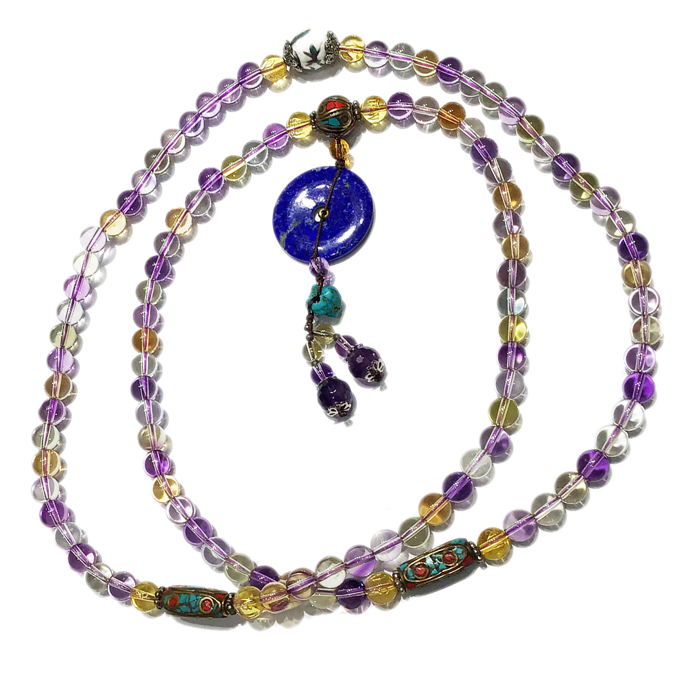 青金石{平安扣}&紫黃晶108念珠8mm【十方】127357