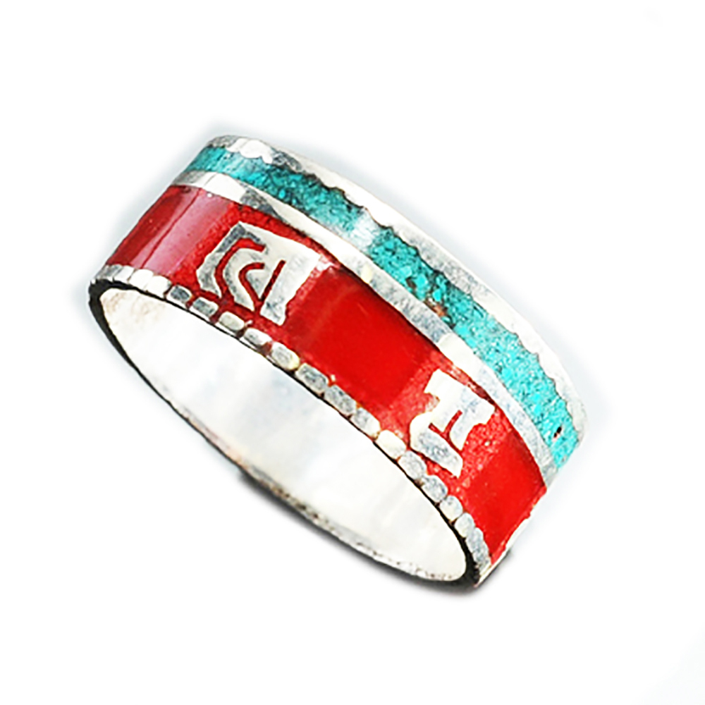 六字真言{綠松石}銀戒指【十方】129334