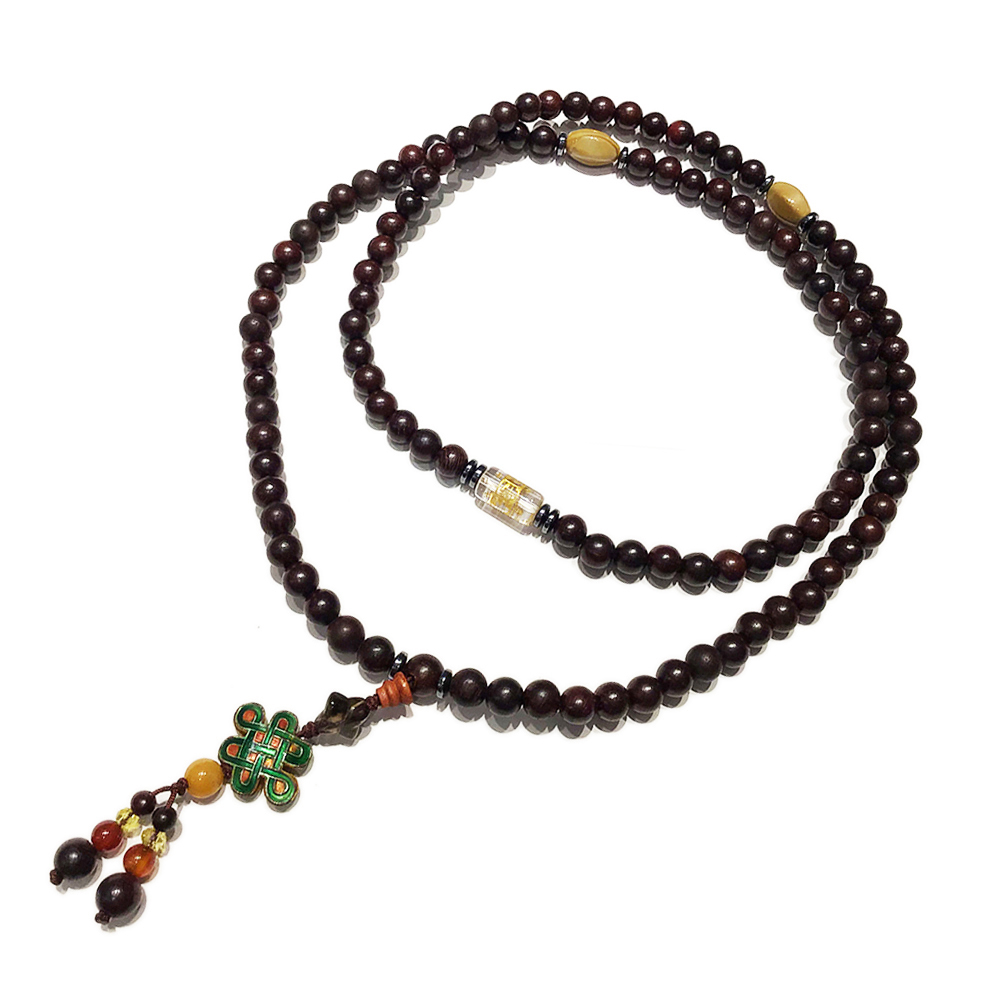 吉祥結{琺瑯}&紫檀108念珠6mm【十方】127622