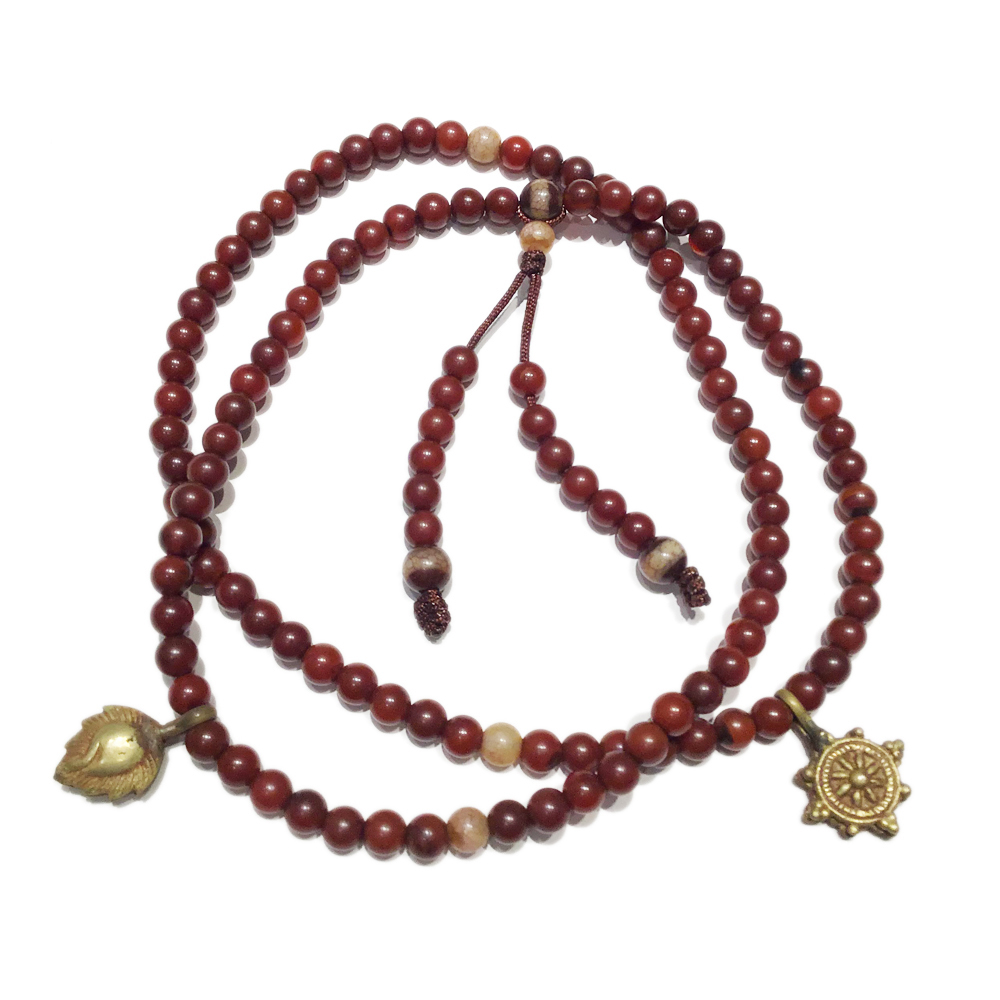 法輪念珠夾&紅玉髓108念珠5mm【十方】128703