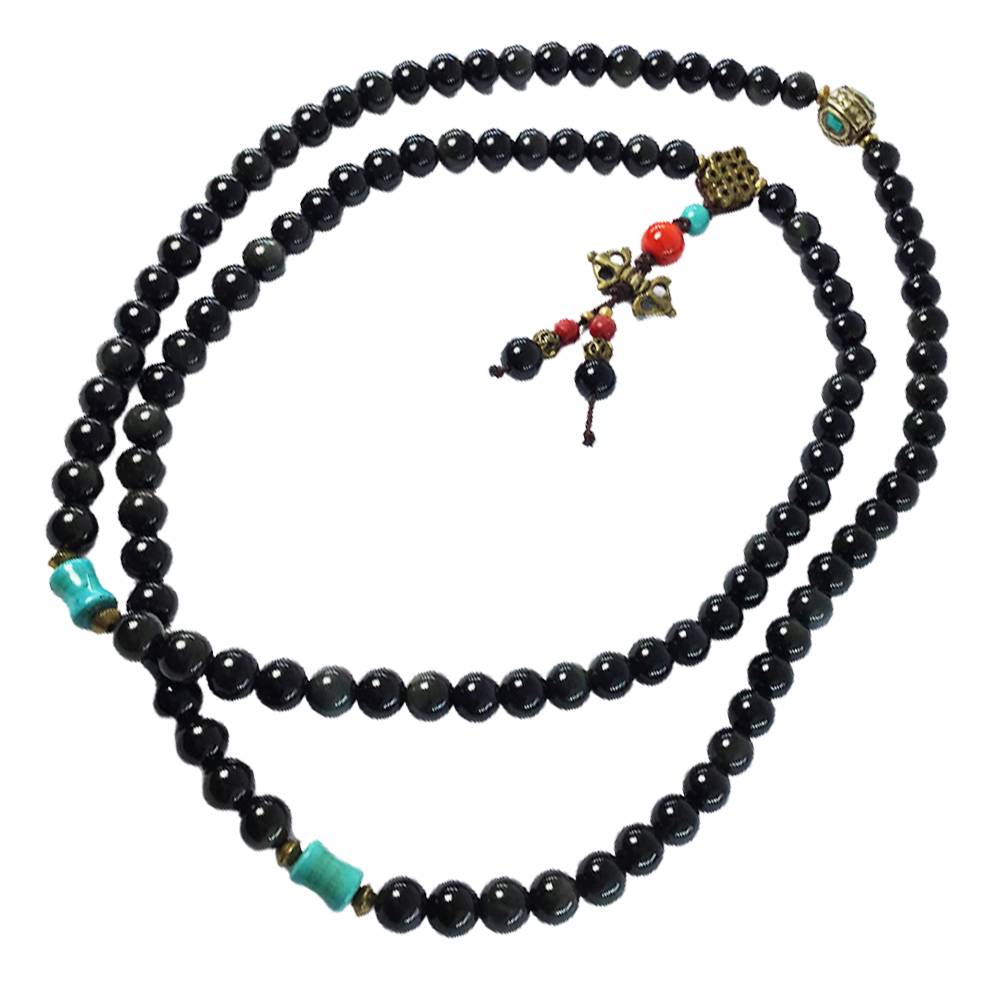 金剛杵&黑曜岩108念珠8mm【十方】129122