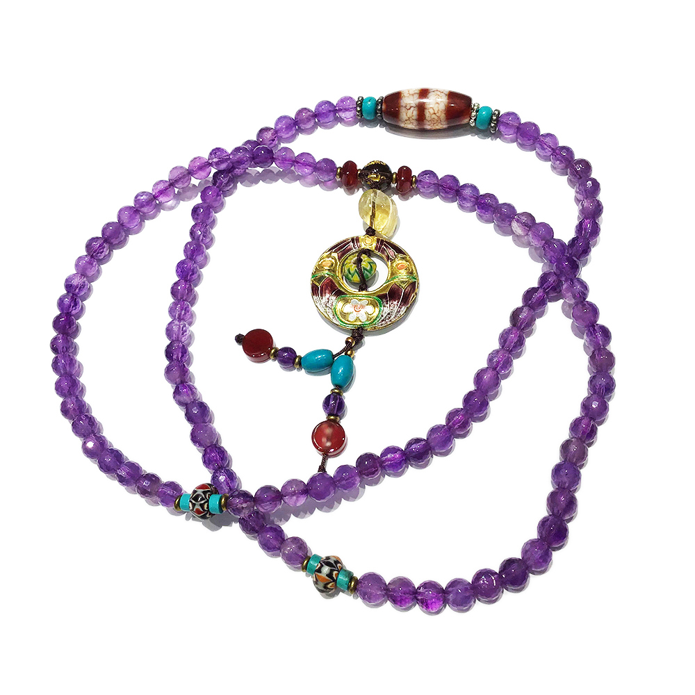 火供天珠&圓滿{琺瑯}&紫晶{晶鑽}108念珠6mm【十方】127628