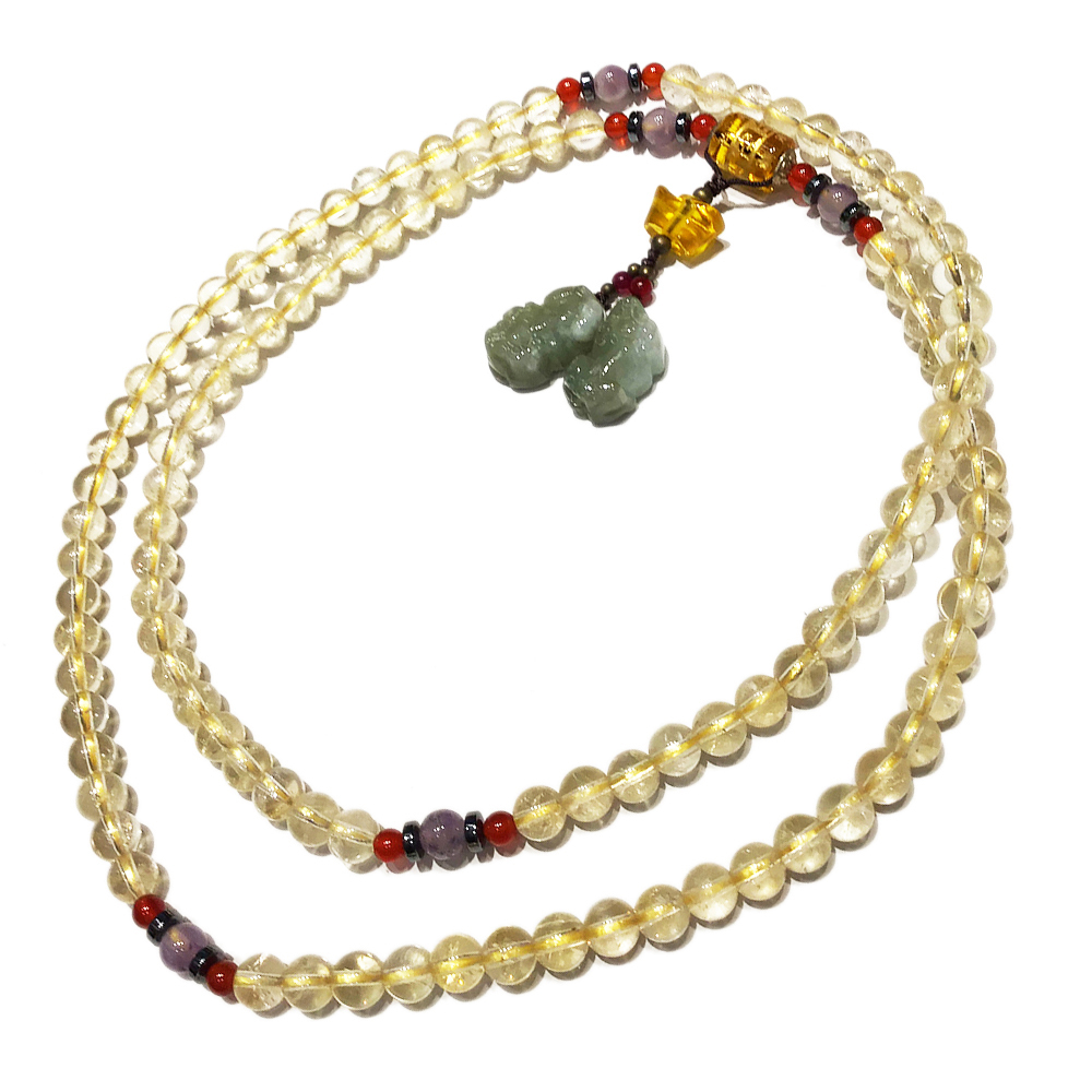 轉經筒&玉豼貅黃晶108念珠6mm【十方】128009