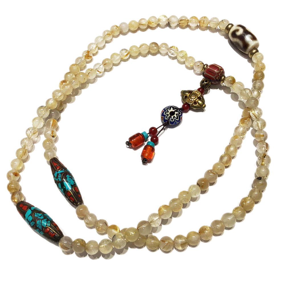 金錢勾天珠&鈦晶108念珠6mm【十方】129414