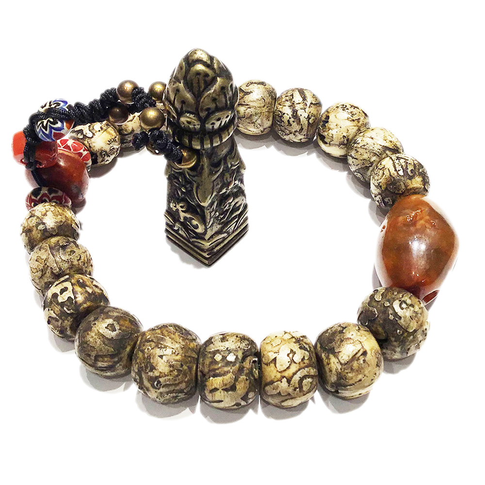 藏印{銅}&六字真言老硨磲提珠18*14mm【十方】127403