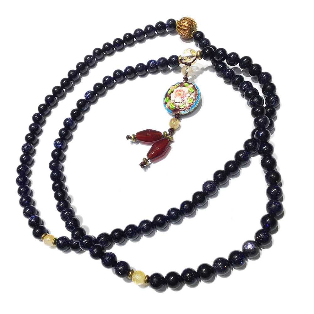 六字{水晶}&藍砂石108念珠6mm【十方】127644