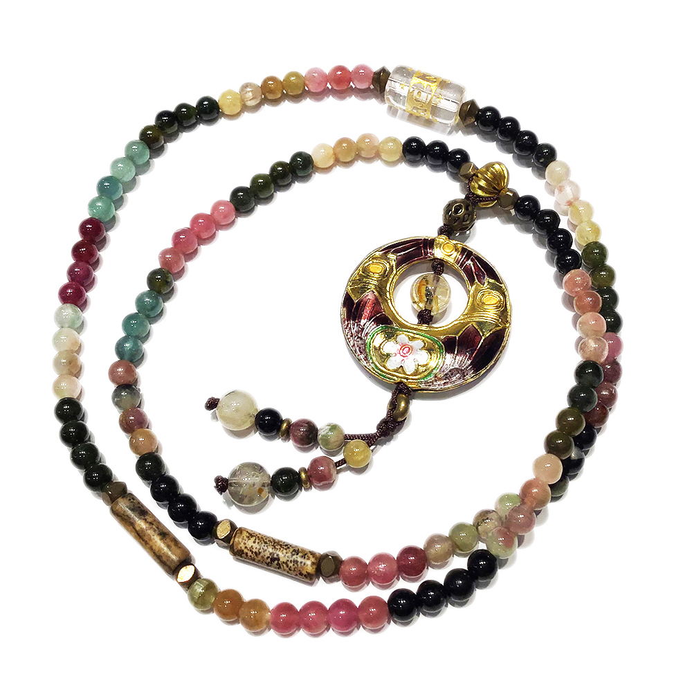 六字真言{水晶}&圓滿{琺瑯}&糖果碧璽108念珠4mm【十方】127648