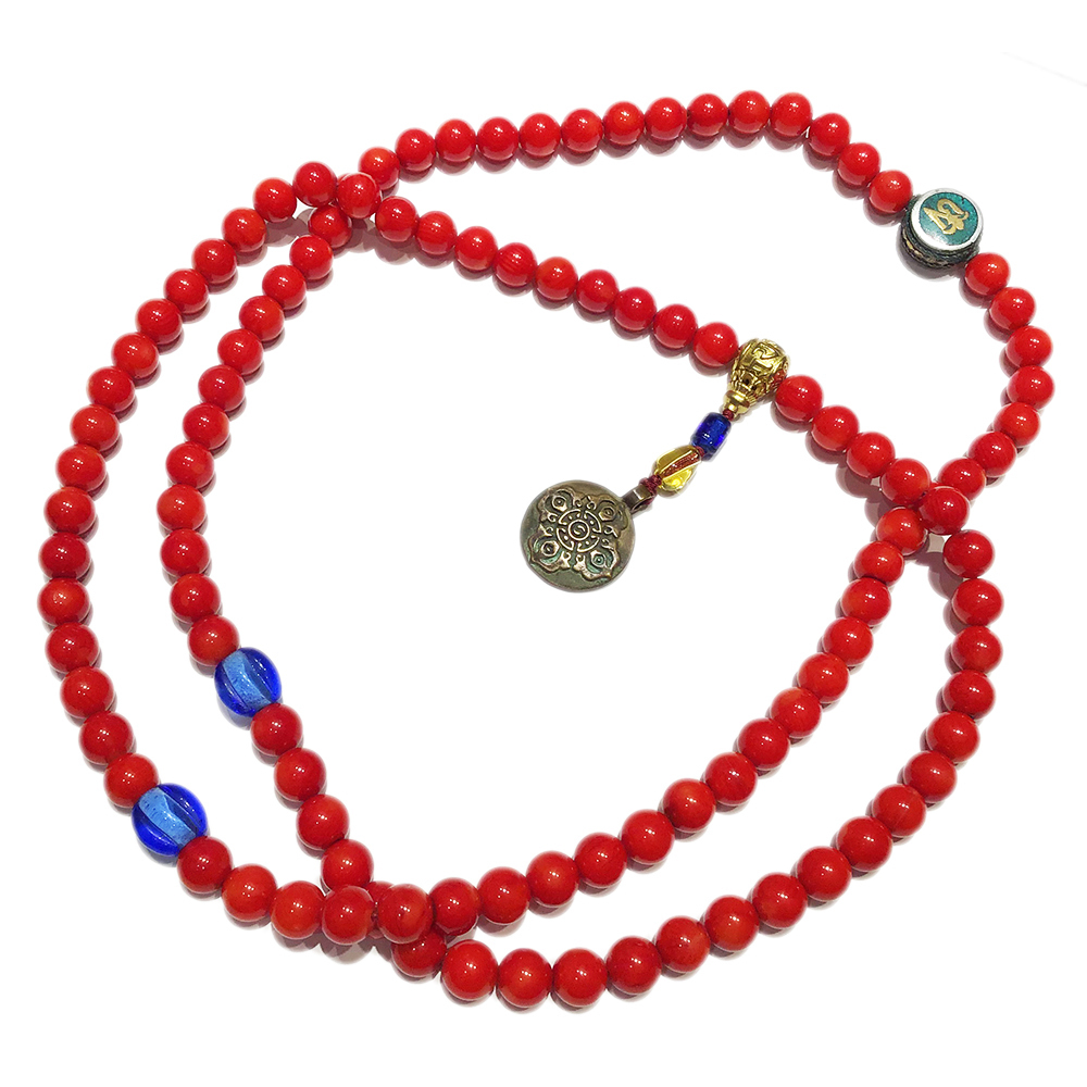 九宮八卦咒牌+珊瑚{海竹}108念珠8mm【十方】132751