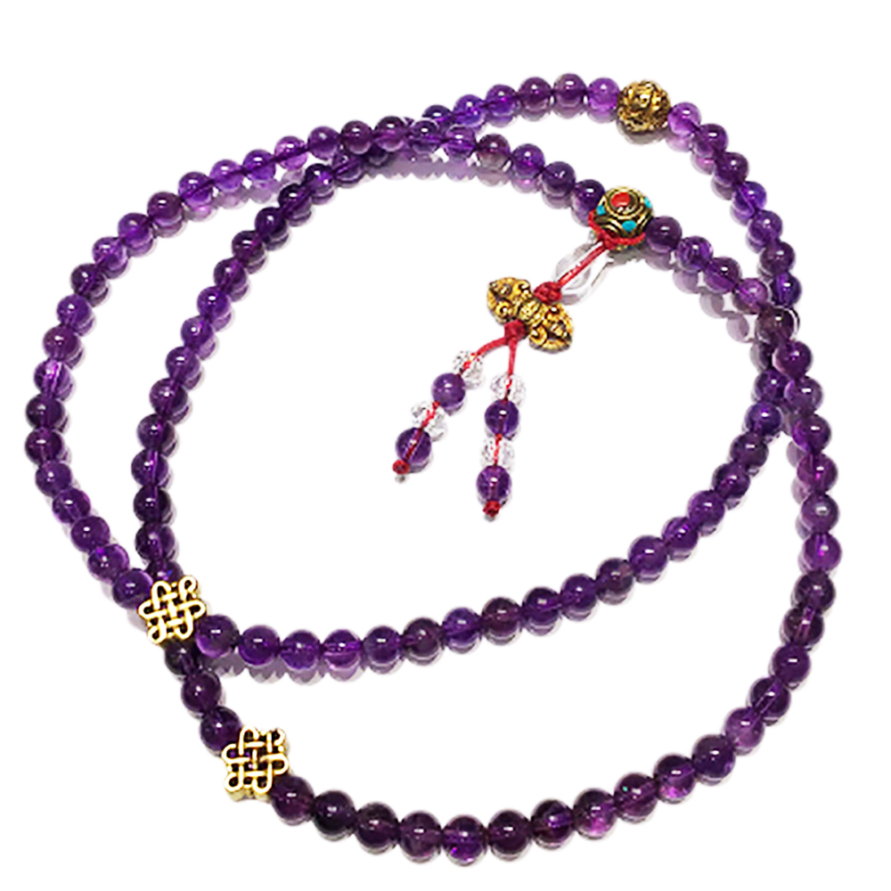 金剛杵&高級紫晶108念珠6mm【十方】130625