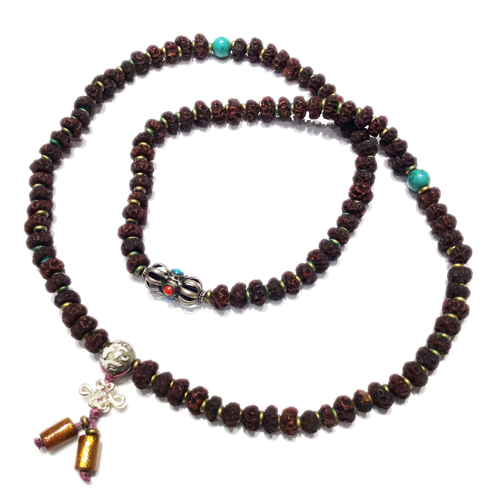 金剛杵{925純銀}+蓮花菩提108念珠3*6mm【十方】135574