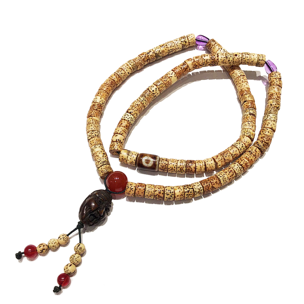 羅漢{黑檀}+天珠+星月菩提108念珠5*8mm【十方】136015